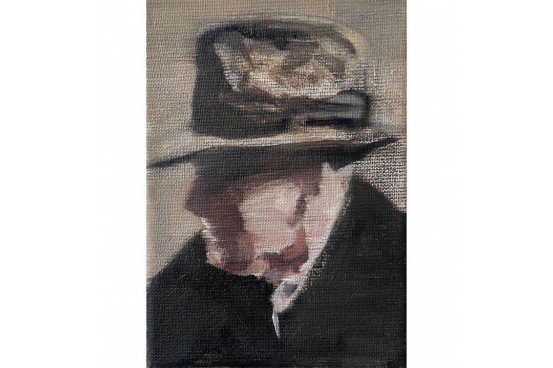 "Man With Hat " oil painting 13x18cm 2024