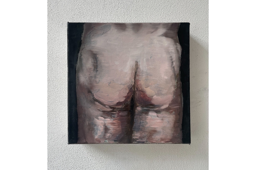 "Back Side of a Figure" oilpaint on canvas 20x20cm 2024