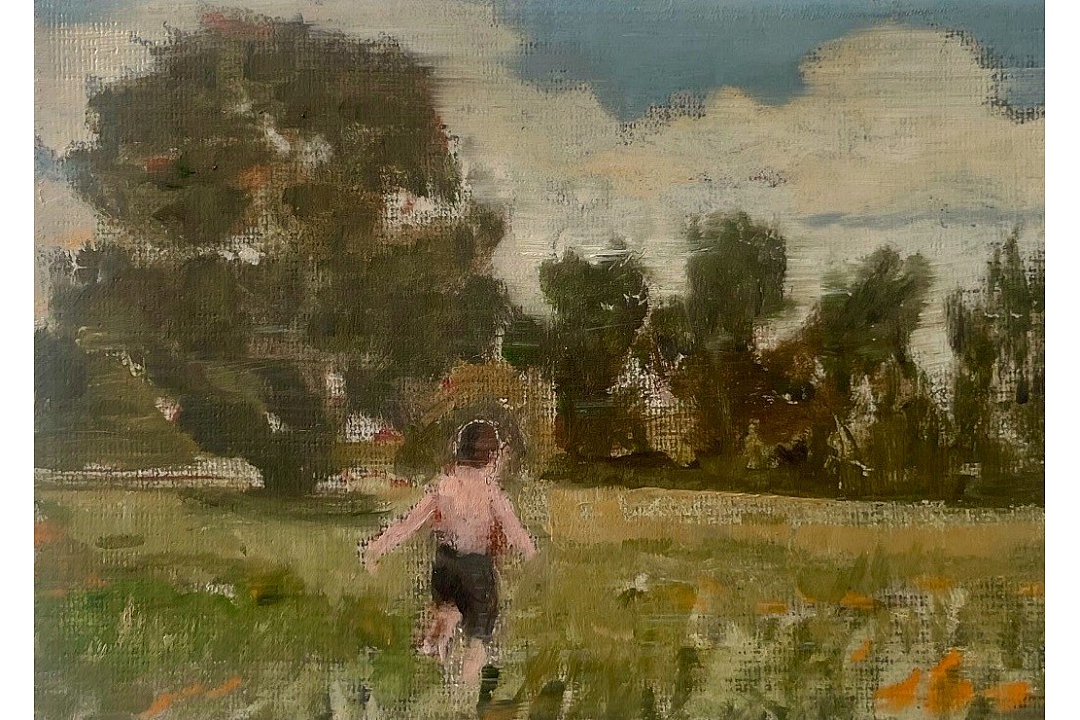 "My Village" oil paint on linen 13x18cm 2024 