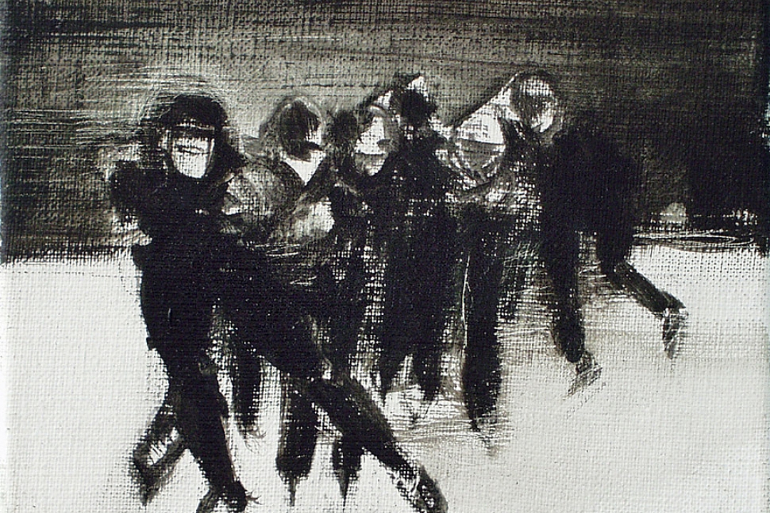 Oilpaint on linen  13 x 18 cm   " Het Leven Schildert zich"  2000